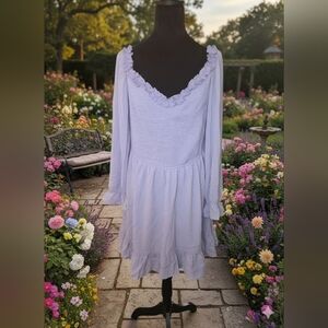 Lilac Mini Dress with Ruffle Trim